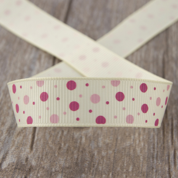 Лента репсовая на картонной мини-катушке "Горошки". Арт VR15.016