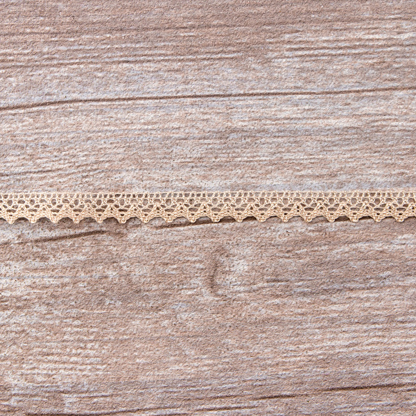 Мерсеризованное хлопковое кружево, 8 мм, цвет шампань. Арт 2062/72