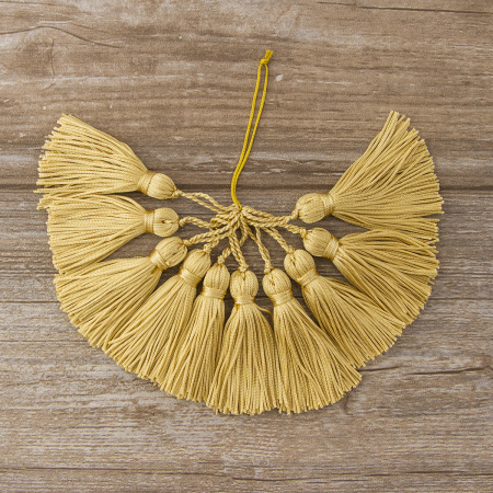 Кисть декоративная на шнуре, длина 70 мм, цвет медовый. Арт KY - 02-col.PE - 5