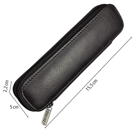 Пенал для ручек "Leather Case" на молнии, 15 х 5 х 2 см, натуральная кожа, цвет черный. Арт 90686