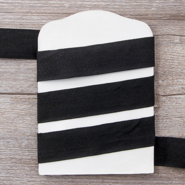 Тесьма киперная хлопковая на блистере SAFISA, 25 мм, 2 м , цвет 01, черный. Арт P00260C-25мм-01         