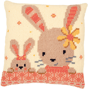 Набор для вышивания подушки "Сладкие кролики"