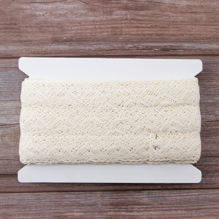 Мерсеризованное хлопковое кружево, 39 мм, шампань. Арт 2144/72