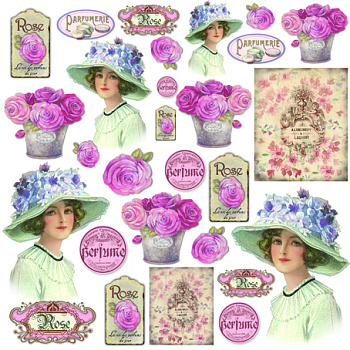 Салфетка рисовая "Духи и розы". Арт DFT250