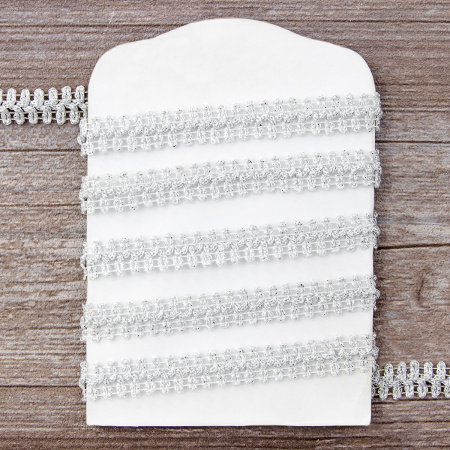 Тесьма SPIRAL ( SAFISA) тип отделочная, арт.25320-14 мм, 15 м, цвет 102, серебряный. Арт 25320-14мм-102