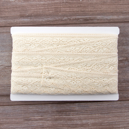 Мерсеризованное хлопковое кружево, 45 мм, шампань. Арт 2173/72