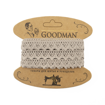 Кружево плетеное, 12 мм, цвет серый, 100% хлопок, 5 м. Арт K-5004-31