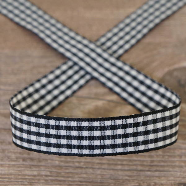Лента с рисунком на картонной катушке "Клетка", цвет чёрный. Арт R13115/030