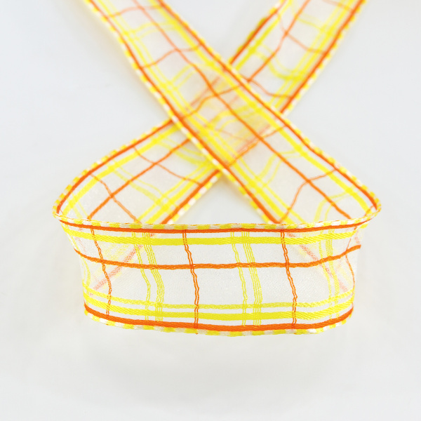 Лента органза с рисунком с проволокой по краю SAFISA, 25 мм, 15 м, цвет 32. Арт 25308-25мм-32