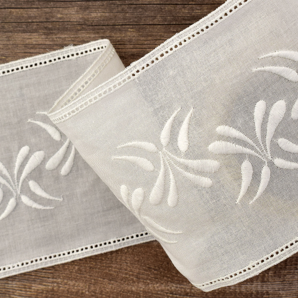 Шитье-вышивка на батисте, прошва, 110 мм, цвет белый. Арт 35499/B