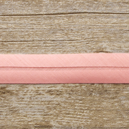 Косая бейка хлопок/полиэстер 20 мм, 25 м, цвет 06, розово-персиковый. Арт 6120-20мм-06            