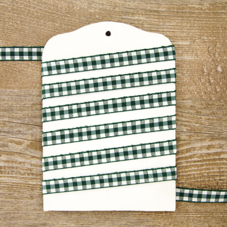 Лента с рисунком клетка SAFISA, 11 мм, 25 м, цвет 43, темно-зеленый. Арт 469-11мм-43             