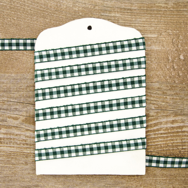 Лента с рисунком клетка SAFISA, 11 мм, 25 м, цвет 43, темно-зеленый. Арт 469-11мм-43             