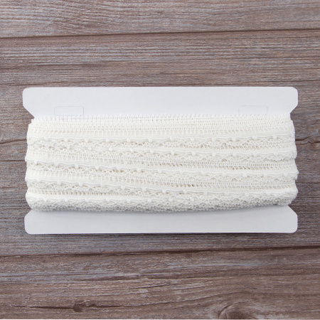 Мерсеризованное хлопковое кружево, 15 мм, белый. Арт 2150/01