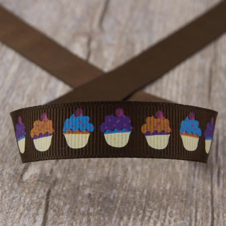 Лента репсовая на картонной мини-катушке "Пироженое". Арт VR15.376