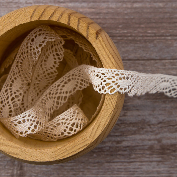 Мерсеризованное хлопковое кружево, 16 мм, шампань. Арт 2106/72