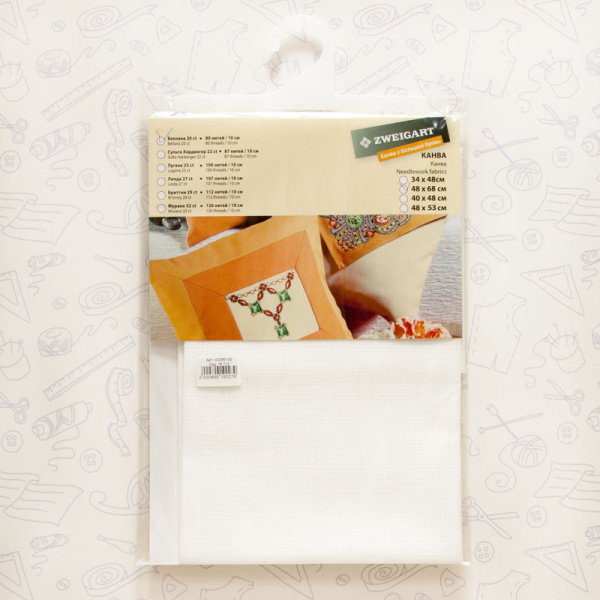 Канва в упаковке Bellana 20 ct, 48 х 68 см, цвет №100. Арт н3256/100                