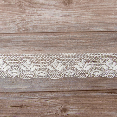 Мерсеризованное хлопковое кружево, 70 мм, цвет белый. Арт 3185/01