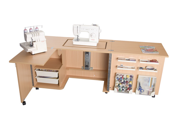 Стол раскладной для швейной машины с раскройным местом ECLIPSE, МДФ, 1100 х 500 х 760 мм, цвет бук. Арт TLM.E-B001                  