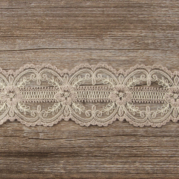 Вышивка на тюле, 60 мм, цвет розовый. Арт I663/F3