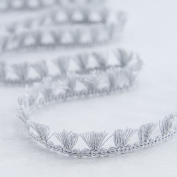 Тесьма декоративная, 16 мм, с бахромой, цвет серый. Арт 2204/64