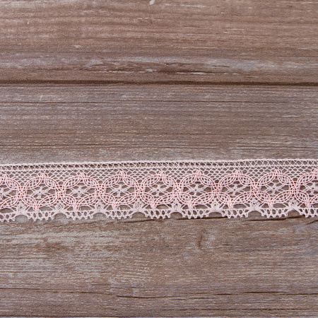 Мерсеризованное хлопковое кружево, 35 мм, цвет розовый. Арт 2222/06