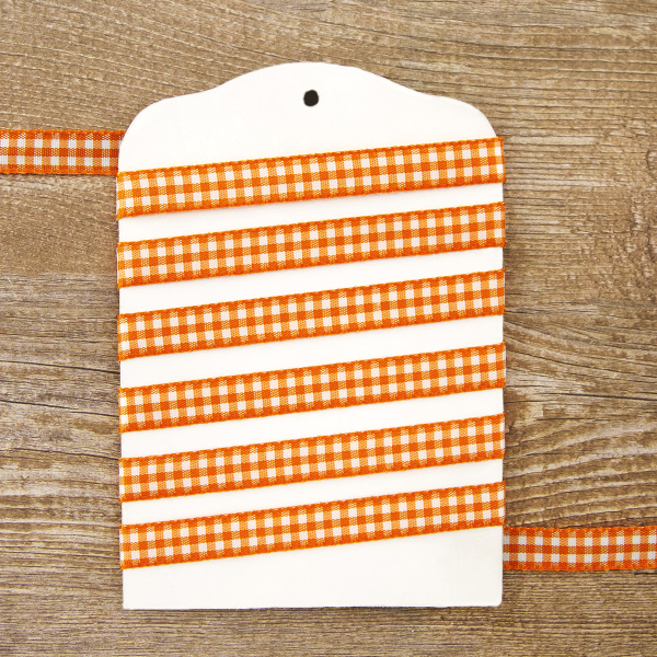 Лента с рисунком клетка SAFISA, 11 мм, 25 м, цвет 61, оранжевый. Арт 469-11мм-61             