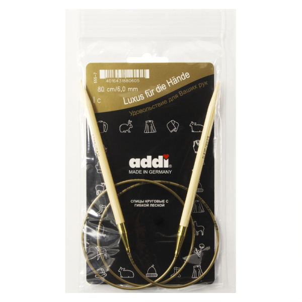 Спицы, круговые, бамбук addiNature BAMBOO №6, 80 см. Арт 555-7/6-80