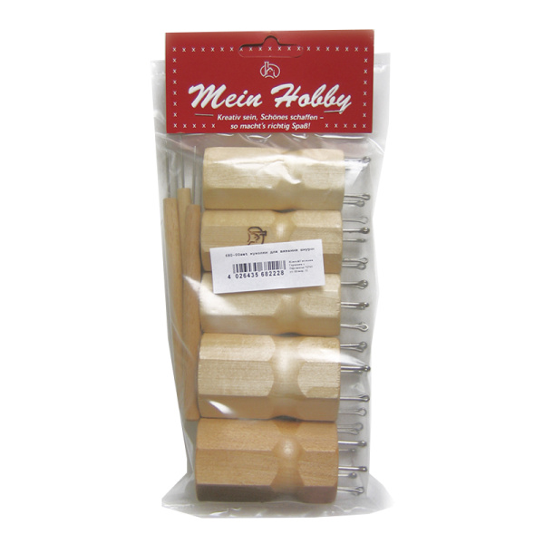 Набор ромбовидных куколок на 4,5,6,7,8 крючков для вязания шнура с иглами. Арт 680-00set               