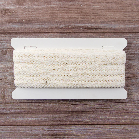 Мерсеризованное хлопковое кружево, 20 мм, цвет шампань. Арт 1579/72