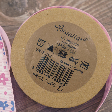 Лента репсовая на картонной катушке "Цветочки". Арт VR15.314