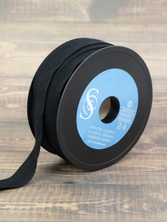 Тесьма киперная SAFISA, 25 мм, 25 м, цвет 01, черный. Арт 0270-25мм-01