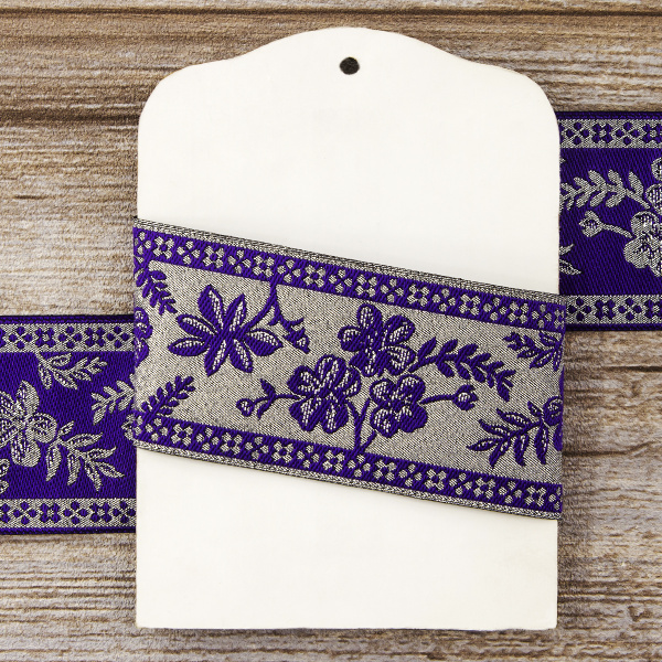 Тесьма жаккард с люрексом SAFISA, 50 мм, 15 м, цвет 03. Арт 9089-50мм-03            