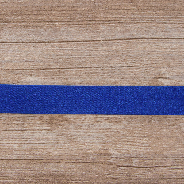 Косая бейка атласная 20 мм, 25 м, цвет 13, синий. Арт 6260-20мм-13            