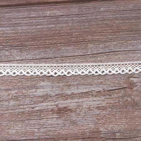 Мерсеризованное хлопковое кружево, 16 мм, белый. Арт 2110/01