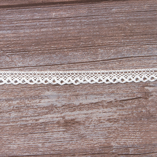 Мерсеризованное хлопковое кружево, 16 мм, белый. Арт 2110/01