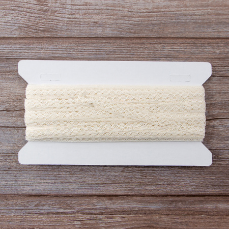 Мерсеризованное хлопковое кружево, 10 мм, цвет шампань. Арт 3517/72