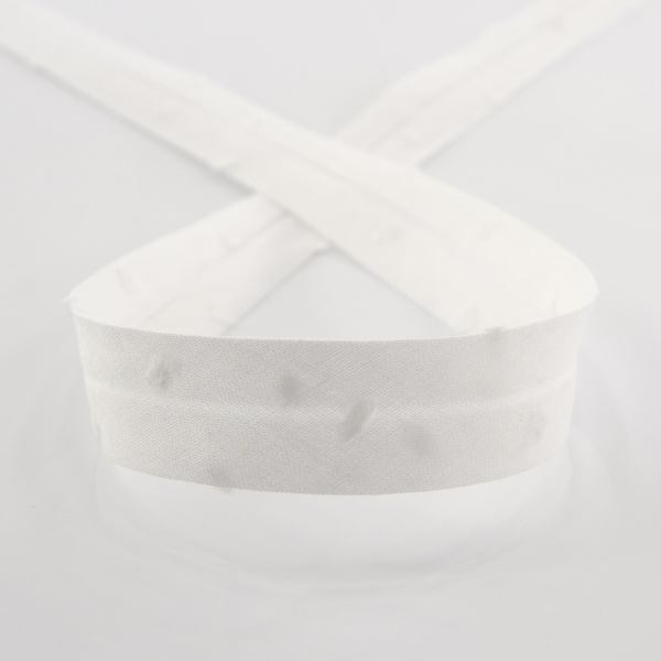 Косая бейка хлопок, 20 мм, 20 м, цвет 02, цвет белый. Арт 6552-20мм-02    