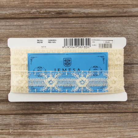 Вышивка на тюле, 40 мм, цвет натуральный. Арт I662/58