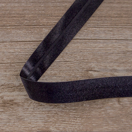 Косая бейка атласная 20 мм, 25 м, цвет 72, черно-синий. Арт 6260-20мм-72            