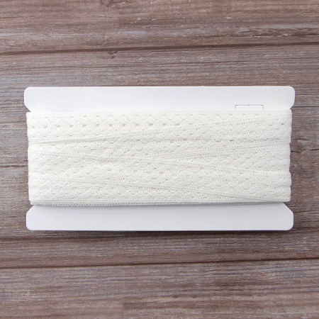 Мерсеризованное хлопковое кружево, 26 мм, белый. Арт 2131/01