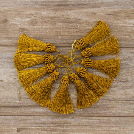 Кисть декоративная на шнуре, длина 95 мм, цвет ярко-коричневый. Арт KY - 06-col.PE - 16/35