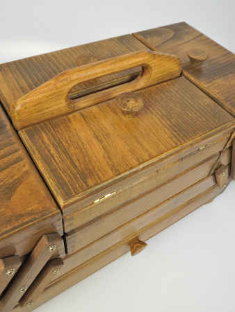 Шкатулка для рукоделия, бук, 4 этажа, коричневый. Арт 31/208/2