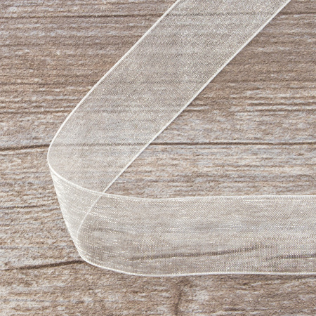 Лента органза SAFISA мини-рулон, 25 мм, 2,5 м, цвет 02, белый. Арт P00520-25мм-02          