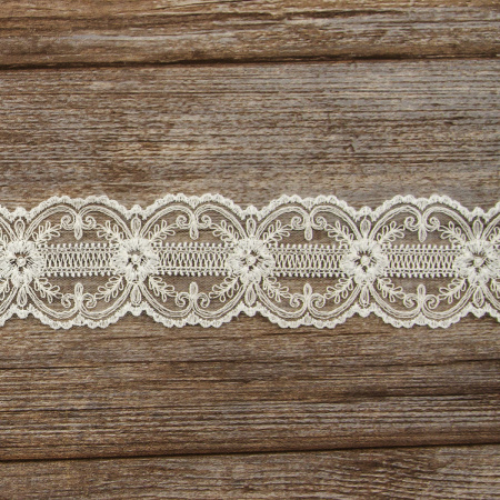 Вышивка на тюле, 60 мм, цвет белый. Арт I663/00