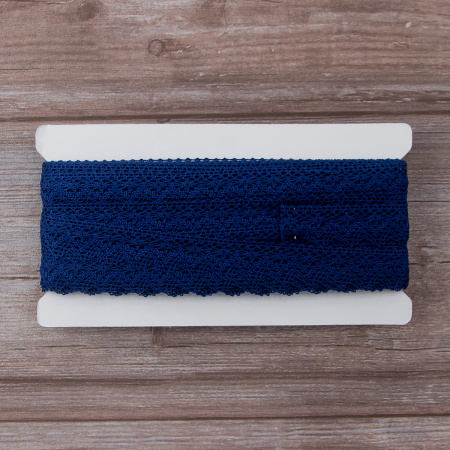 Мерсеризованное хлопковое кружево, 25 мм, цвет синий. Арт 3207/10                 