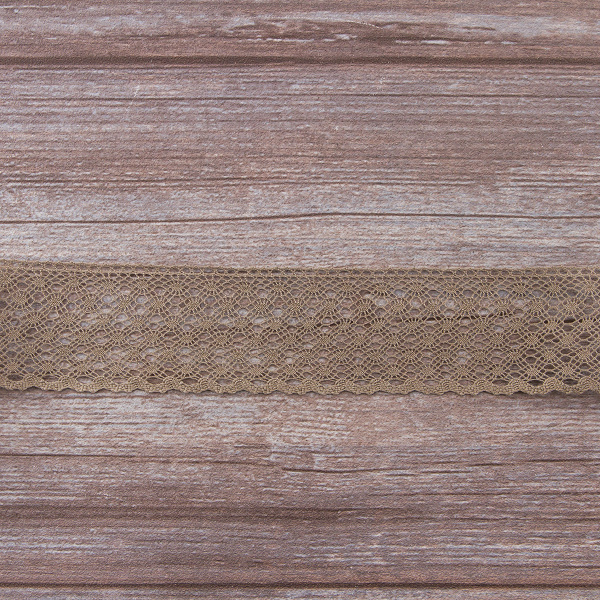 Мерсеризованное хлопковое кружево, 50 мм, цвет темно-бежевый. Арт 2040/5T