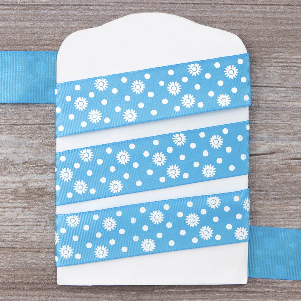 Лента репсовая SAFISA с напечатаным рисунком, 25 мм, 15 м, цвет 16, бирюзовый. Арт 25313-25мм-16