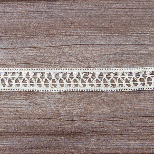 Мерсеризованное хлопковое кружево, 30 мм, цвет шампань. Арт 1154/72                 