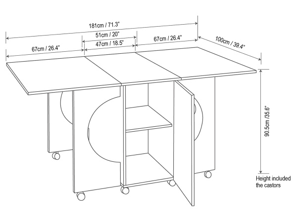 Стол раскройный CUTTING TABLE II, МДФ, 510 х 1000 х 900 мм, цвет серый дуб. Арт TLM.CT2-G001                